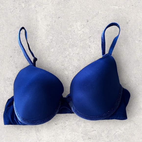 Victoria's Secret Other - Victoria’s Secret Body by Victoria Perfect Shape Bra Blue Velour Trim 34C